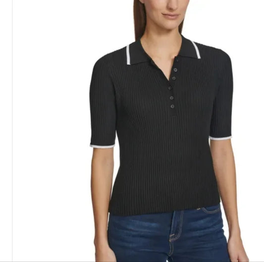 Calvin Klein Jeans Black Ribbed Polo