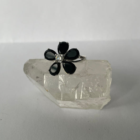 Black Flower Ring Size 6