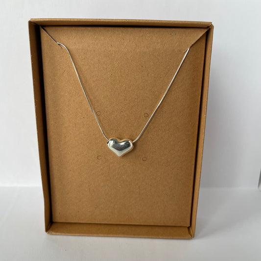 Soft Silver Heart Necklace